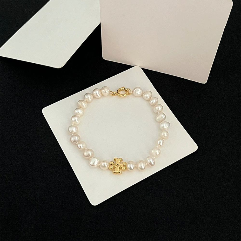 Tory Burch Natural Freshwater Pearl Alphabet Letter Bracelet